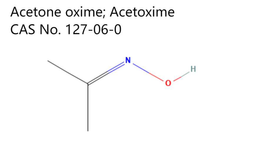 Acetone oxime; Acetoxime, structure, CAS No. 127-06-0